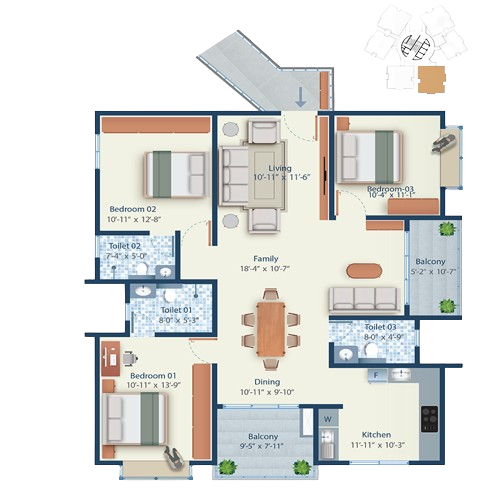 Mahendra Arto Helix - Luxury 2BHK & 3BHK Flats in Electronic City Bangalore - Floorplan