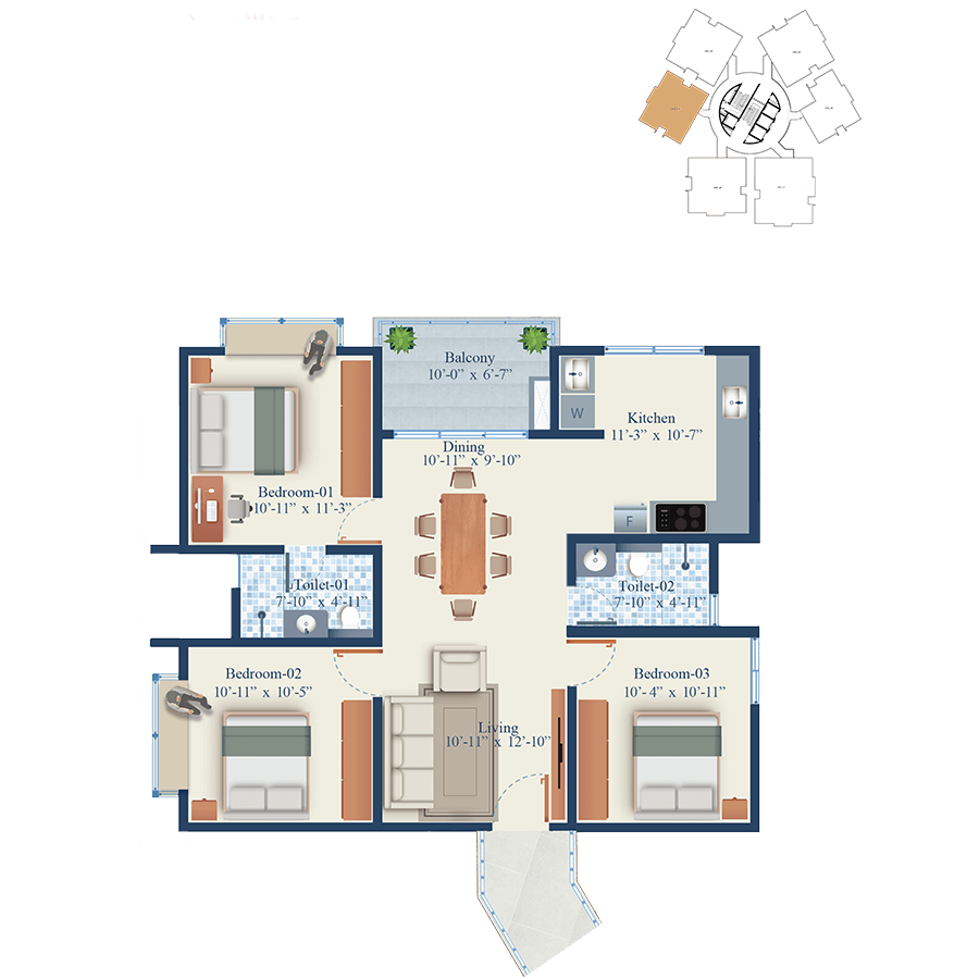 Mahendra Arto Helix - Luxury 2BHK & 3BHK Flats in Electronic City Bangalore - Floorplan