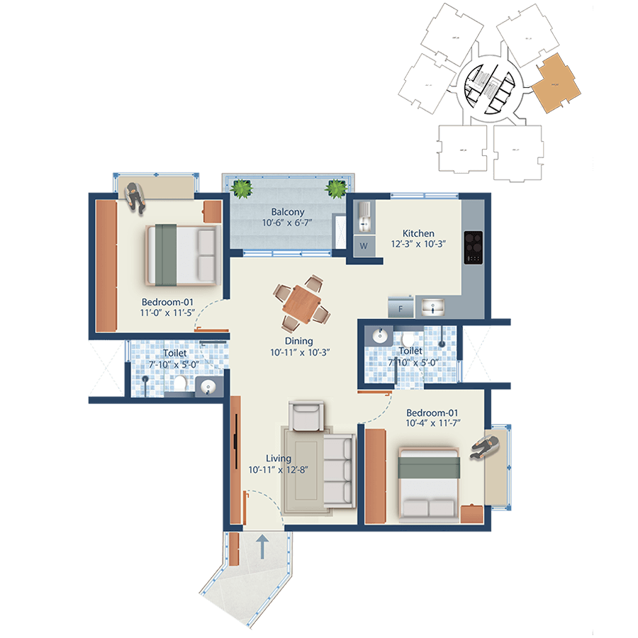 Mahendra Arto Helix - Luxury 2BHK & 3BHK Flats in Electronic City Bangalore - Floorplan