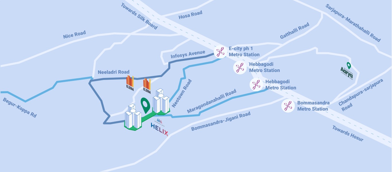 Mahendra Arto Helix - Luxury 2BHK & 3BHK Flats in Electronic City Bangalore - Location Map