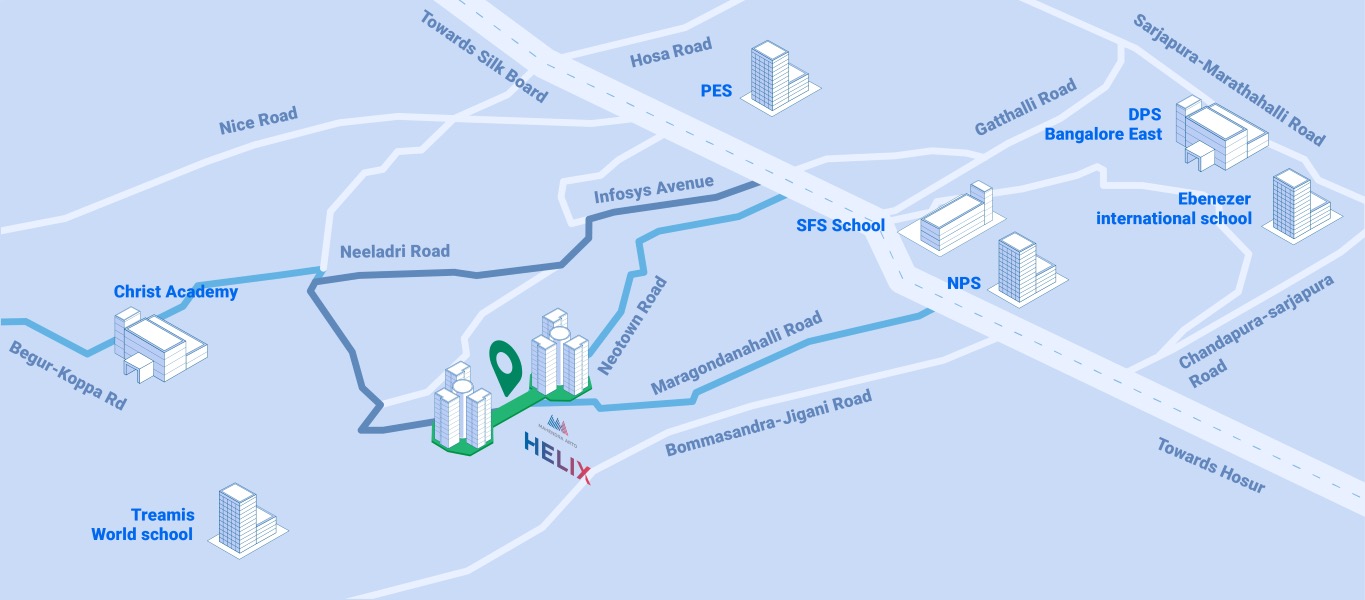 Mahendra Arto Helix - Luxury 2BHK & 3BHK Flats in Electronic City Bangalore - Nearby Colleges & Schools